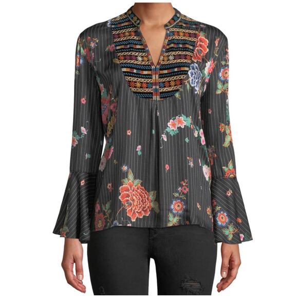 Johnny Was Tops - Johnny Was Black Floral Top